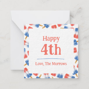 July Fourth Watercolor Popsicle Flat Note Card