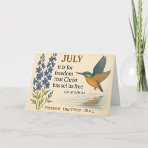 July Freedom Inspirational Hummingbird Holiday Card