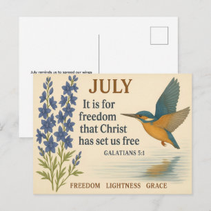 July Freedom Inspirational Hummingbird Postcard