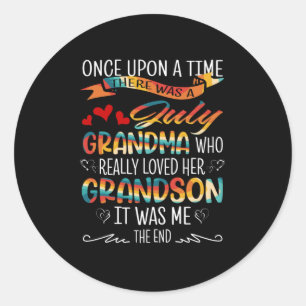 July Grandma Who Really Loved Her Grandsons Classic Round Sticker