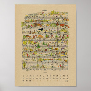 July Happy Notes Calendar 2022 Poster