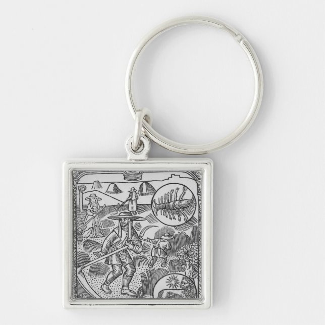 July, haymaking, Cancer Key Ring (Front)