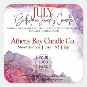 July Hidden Jewellery Candle Product Label