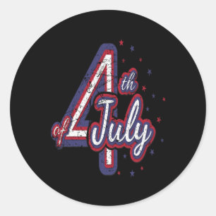 July Independence Day United States Vintage Distre Classic Round Sticker