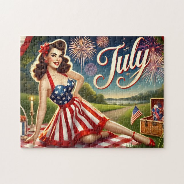 July Independence Pin-Up Celebration Jigsaw Puzzle (Horizontal)