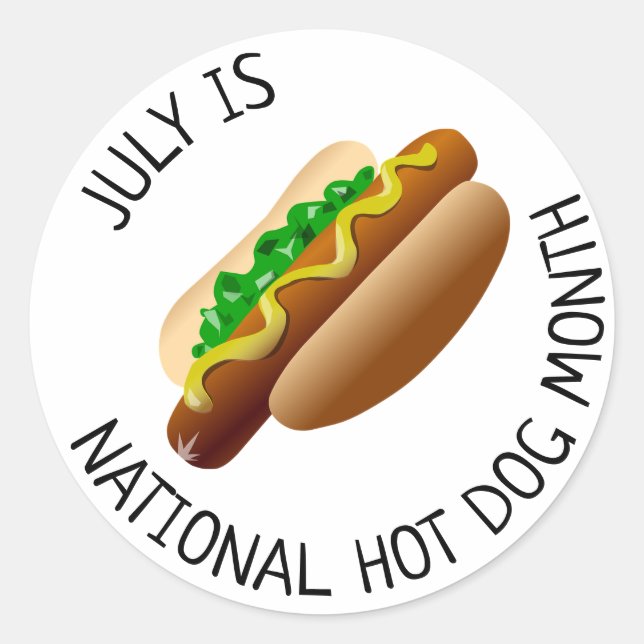 July is National Hot Dog Month Stickers (Front)