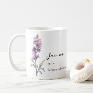 JULY LARKSPUR BIRTH FLOWER MONTH NAME GIFT COFFEE MUG