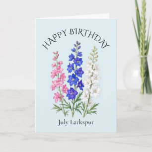 July Larkspur Birthday Card