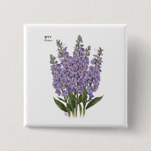 July Larkspur Bloom - Personalized Birthday Gift 15 Cm Square Badge