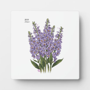 July Larkspur Bloom - Personalized Birthday Gift Plaque
