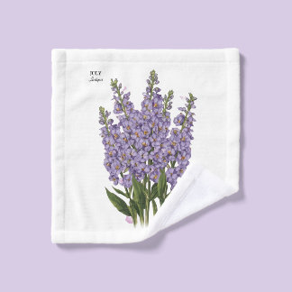 July Larkspur Bloom - Personalized Birthday Gift Wash Cloth