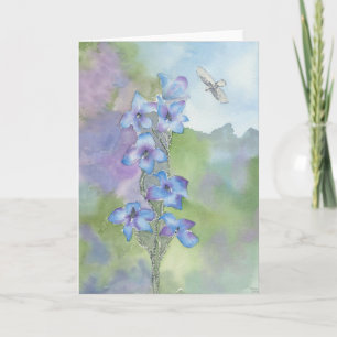 July; Larkspur & Eagle; Greeting Card