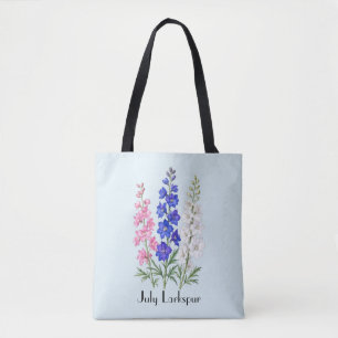 July Larkspur Flowers Tote Bag