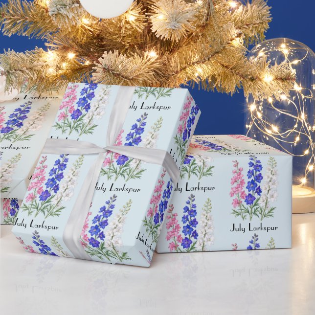 July Larkspur Flowers Wrapping Paper (Holidays)