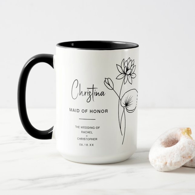 July Maid of Honour | Water Lily Birth Flower Mug (With Donut)