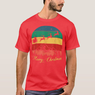 July Merry Christmas Santa Sleigh Reindeer, Funny  T-Shirt