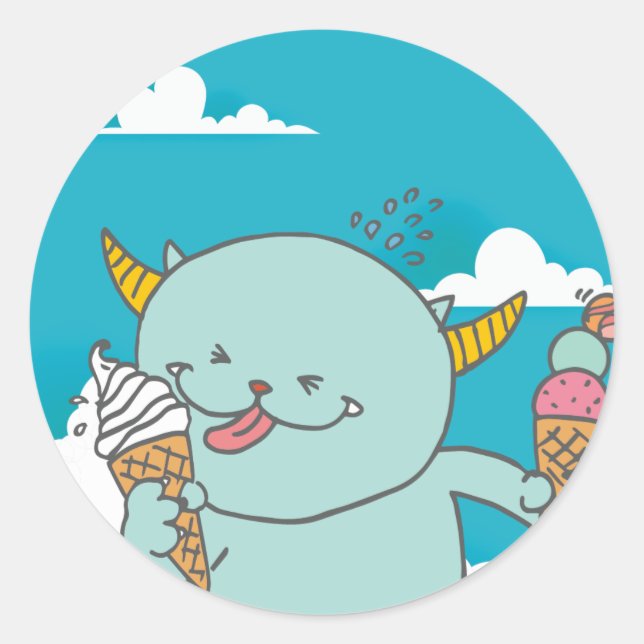 July monster seal. classic round sticker (Front)