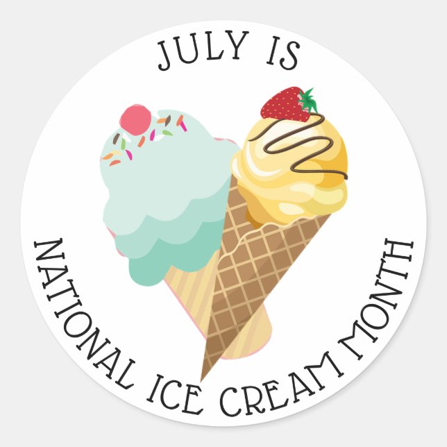 July National Ice Cream Month Stickers (Front)