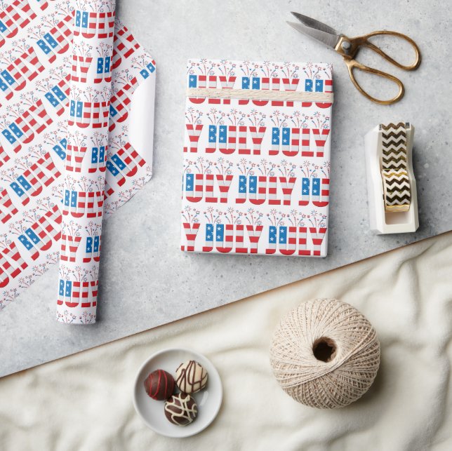 July Party Month American Stars and Stripes Wrapping Paper (Crafts)
