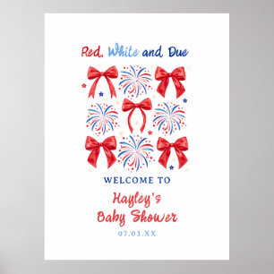 July Red White and Due Baby Shower Printable Poster