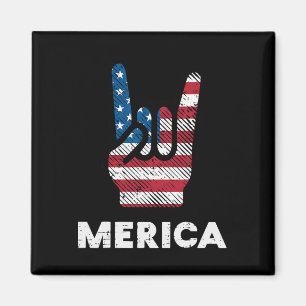July Rock Hand Merica Flag America Rocker Men Boys Magnet