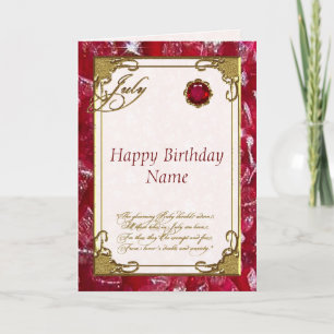 July Ruby Birthstone Birthday Card
