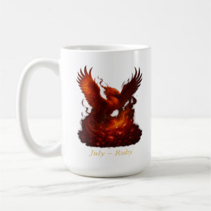July Ruby – Phoenix & Fiery Birthstone Coffee Mug