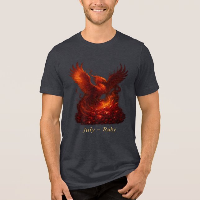 July Ruby – Phoenix & Fiery Birthstone Tri-Blend Shirt (Front)