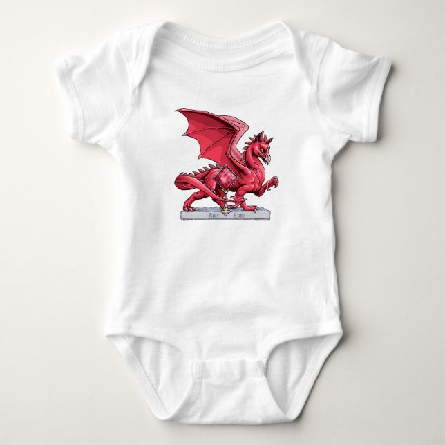 July’s Birthstone Dragon: Ruby Baby Bodysuit (Front)
