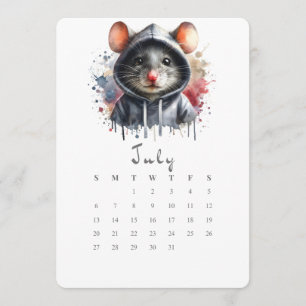 July Stand-Alone Calendar Mouse Mice Splash Art Menu