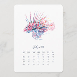 July Stand Alone Calendar Tropical Fish Menu