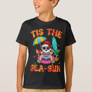 July Summer Lovers Beach Santa Tis The Sea-sun  T-Shirt