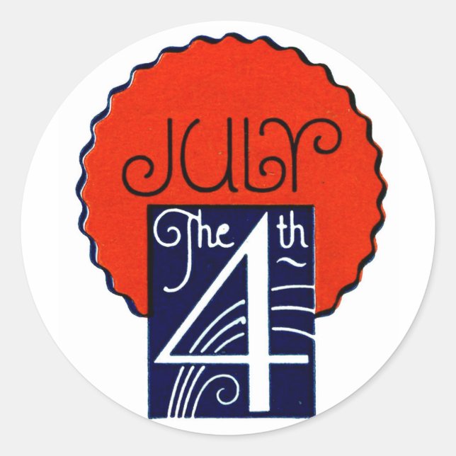 July the 4th mod retro patriotic Independence Day Classic Round Sticker (Front)