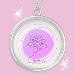 July Water Lily Necklace - Personalised<br><div class="desc">Celebrate the serenity and beauty of July with our "July Water Lily Necklace." This exquisite necklace showcases the water lily, a symbol of peace and rebirth, elegantly placed within a lavender circle. Personalise this piece with a name in a stylish font, making it a special and unique gift for someone...</div>