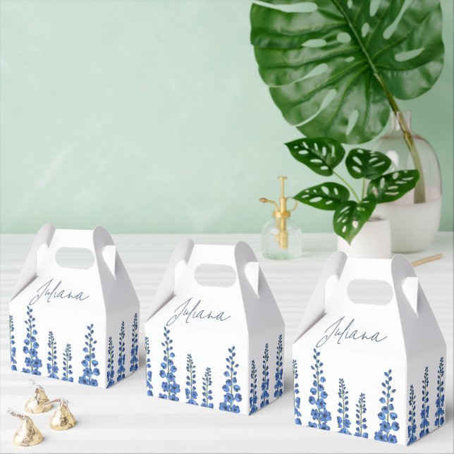 July's Blue Delphinium Flowers  Favour Box (Multiple)