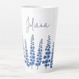 July's Blue Delphinium Flowers Latte Mug