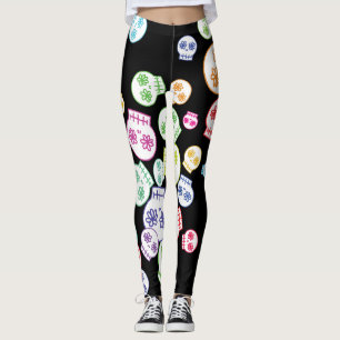 Jumble Of Colourful Skull Doodles Leggings