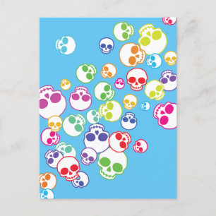 Jumble Of Colourful Skulls Postcard