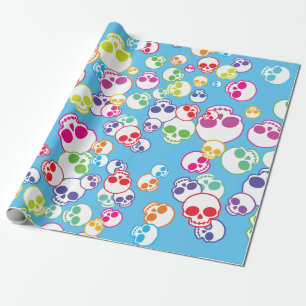 Jumble Of Colourful Skulls Wrapping Paper