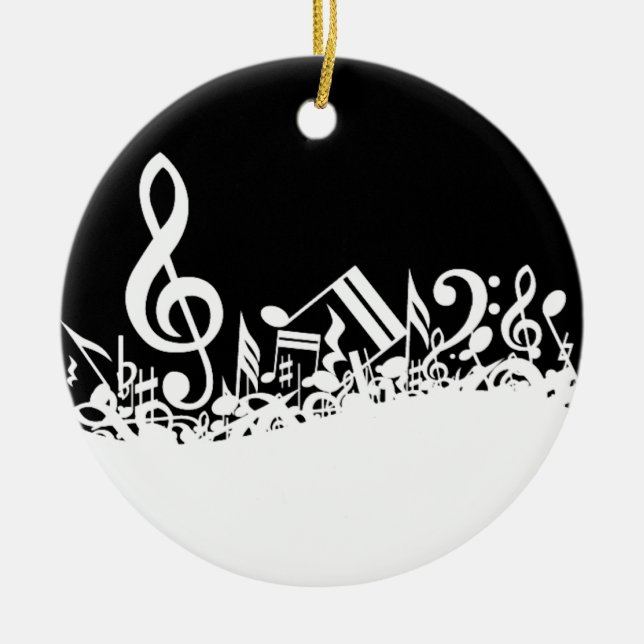 Jumble of Musical Symbols Ceramic Tree Decoration (Front)