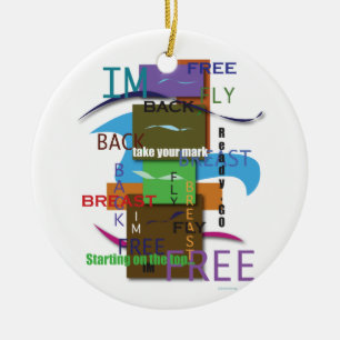 Jumble of Swim Words Ceramic Ornament