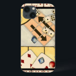 Jumbled Assortment of Games of Chance iPhone 13 Case<br><div class="desc">There are no rules in this jumbled assortment of games of chance. Would you like to play cards? How about some dominoes? Maybe you want to roll the dice and see what comes up? Take a chance on this painting today!</div>