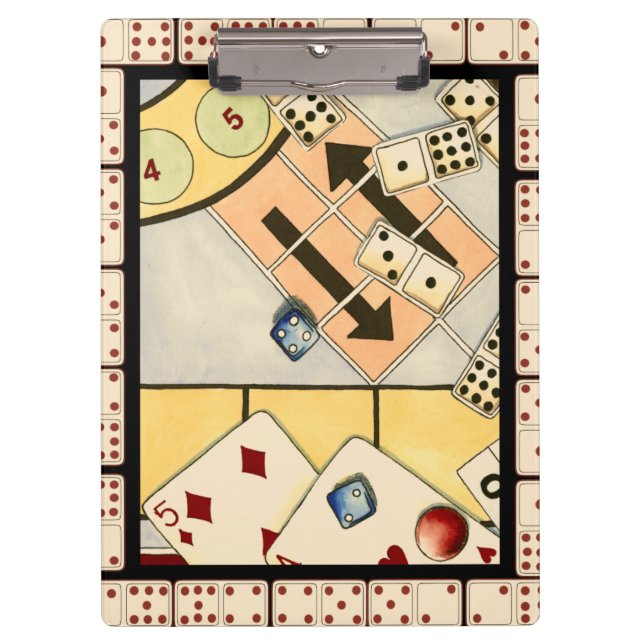 Jumbled Assortment of Games of Chance Clipboard (Front)