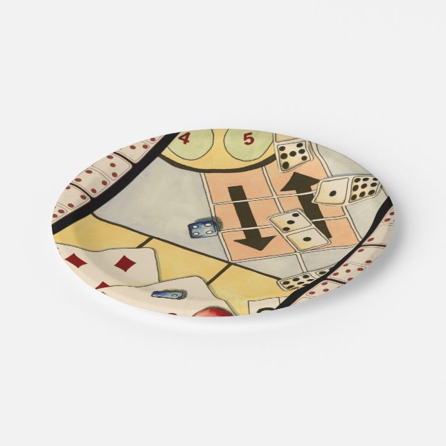 Jumbled Assortment of Games of Chance Paper Plate (Angled)