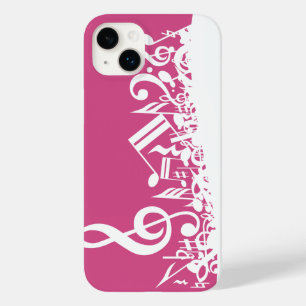 Jumbled Musical Notes Hot Pink and White Case-Mate iPhone 14 Plus Case