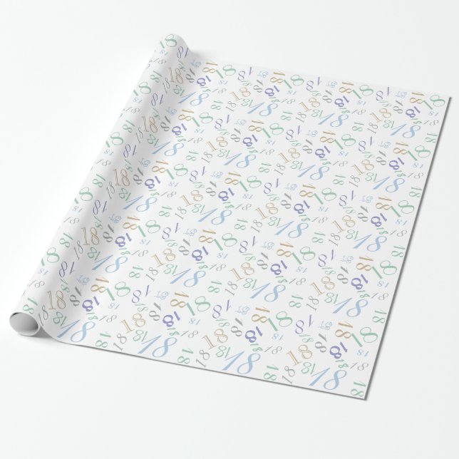 Jumbled Numbers CHANGE AGE Birthday Typography Wrapping Paper (Unrolled)