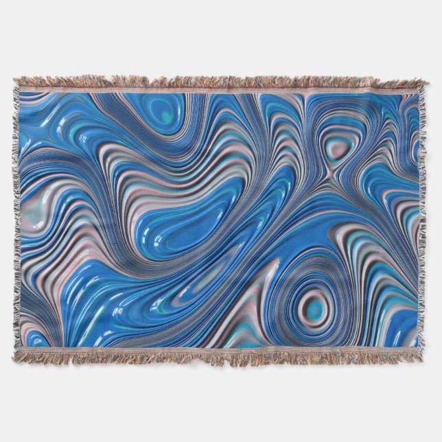 ~ JUMBLY BLUE ~ Fractal Design Pattern ~ Original  Throw Blanket (Front)
