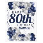 Jumbo 80th Birthday Navy Balloons Oversized Card