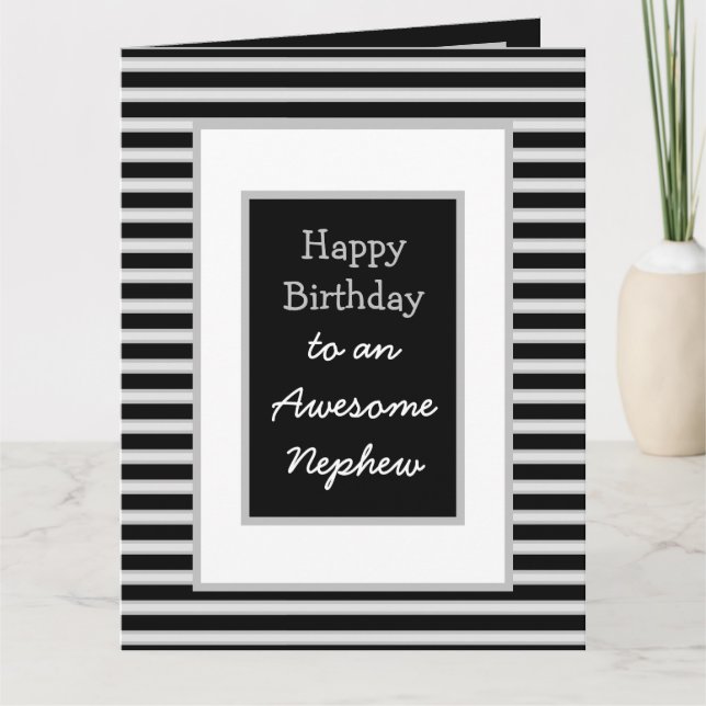 Jumbo Black Personalised Happy Birthday Nephew   Card (Front)