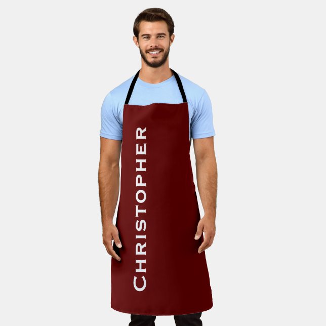 Jumbo Bold Name, Burgundy or Choose Your Colour Apron (Worn)